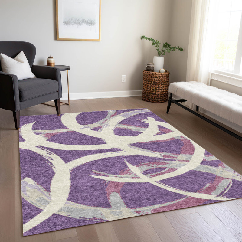Aloura Purple Washable Indoor-Outdoor Rug - , 5' x 7'6"