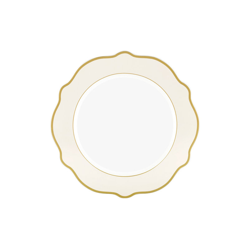 Ensemble d'assiettes à dessert élégantes (6 pièces), couleur crème, 10,6 po x 10,6 po x 0,4 po | 100% porcelaine, parfait pour les occasions spéciales et l'utilisation quotidienne, design élégant, lavage à la main recommandé, idéal pour servir des desserts