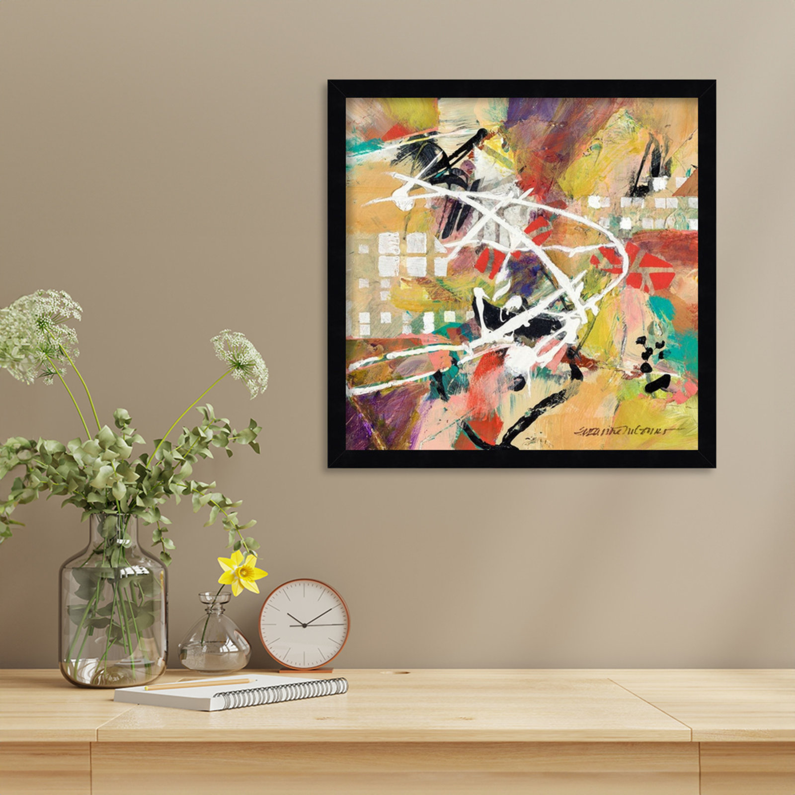 Boogie by Sutter Wood Framed Wall Art Print, 17" H x 17" W, Black