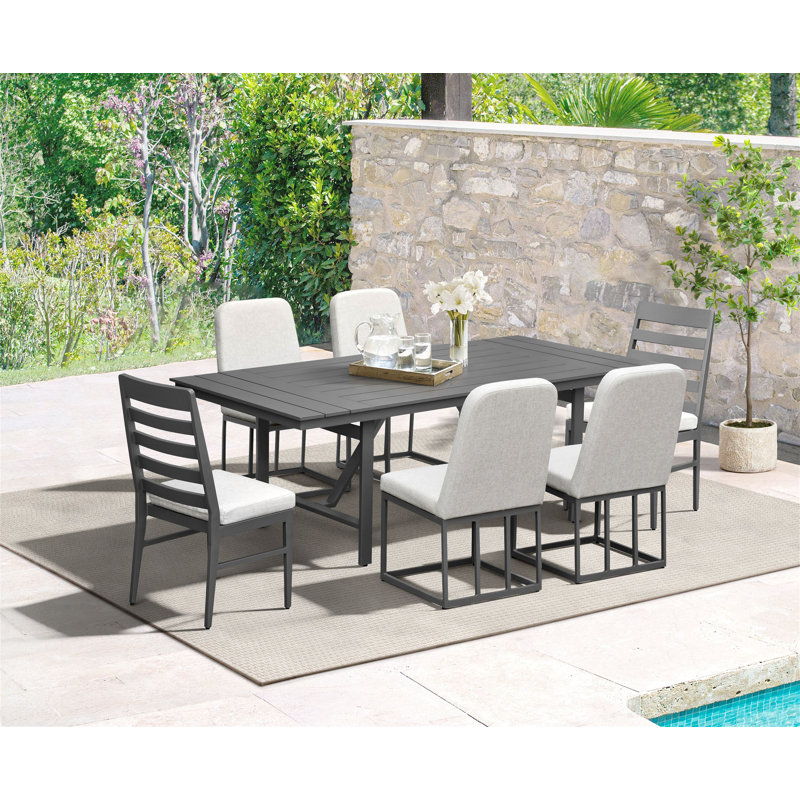 Ensemble de salle à manger Vrishank, moka, 7 pièces avec chaises mixtes