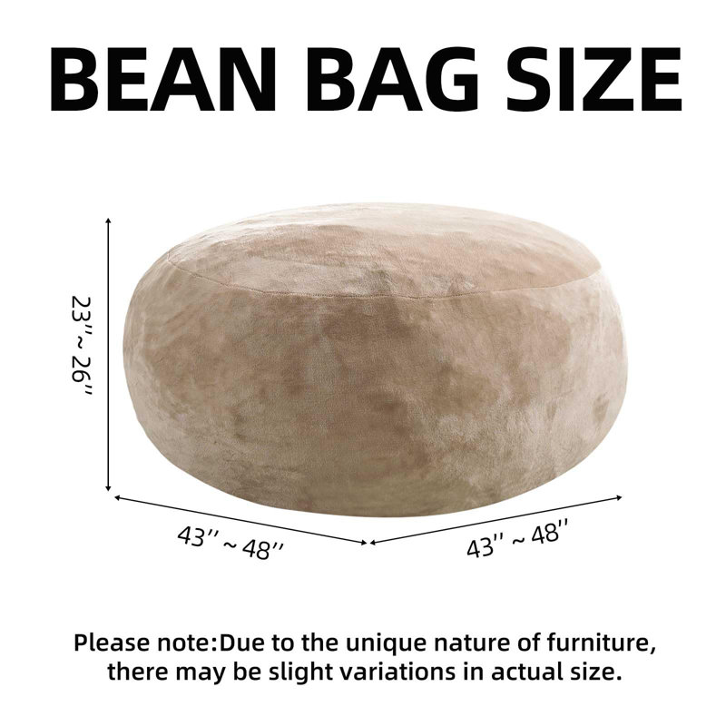 Fauteuil à billes 4FT pour adultes, sacs à billes en fausse fourrure pour adultes, sacs à billes géants en mousse à mémoire de forme convient à toutes les pièces, soirées cinéma, lecture