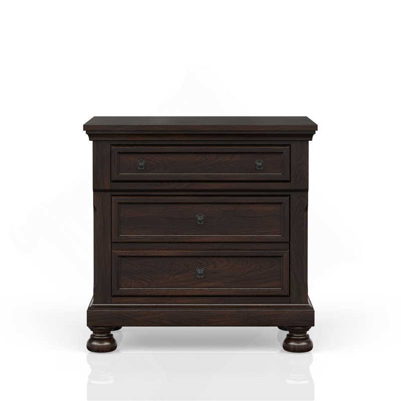 Table de chevet 2 tiroirs cerisier foncé