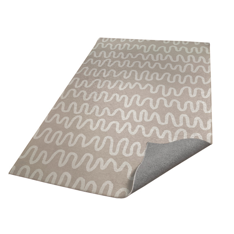 Wiggle Stripe Kids Play Mat, Rectangle 4' x 6', Taupe