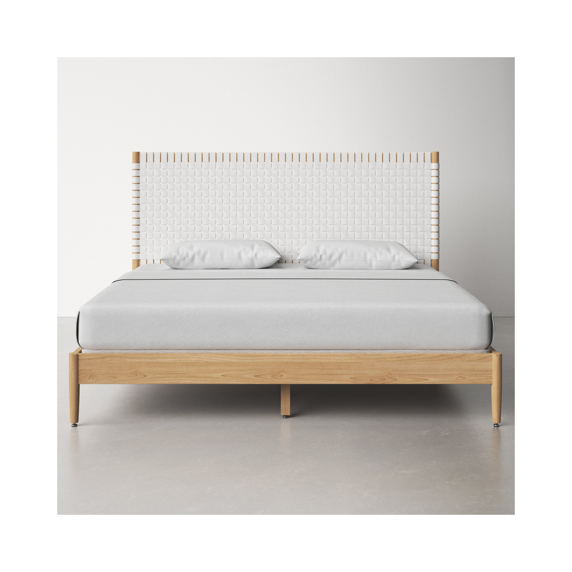 Tamita Leather Bed, King, White/Natural