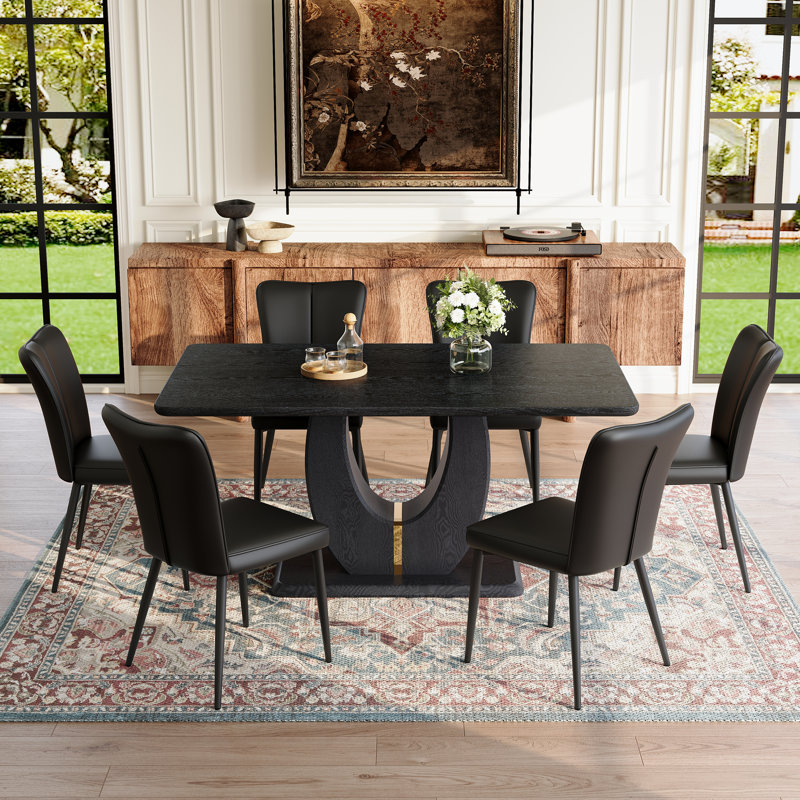 Ensemble de table de salle à manger noir Elegant