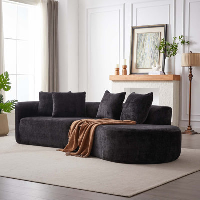 Canapé modulaire incurvé moderne en chenille avec 4 coussins décoratifs Boneless