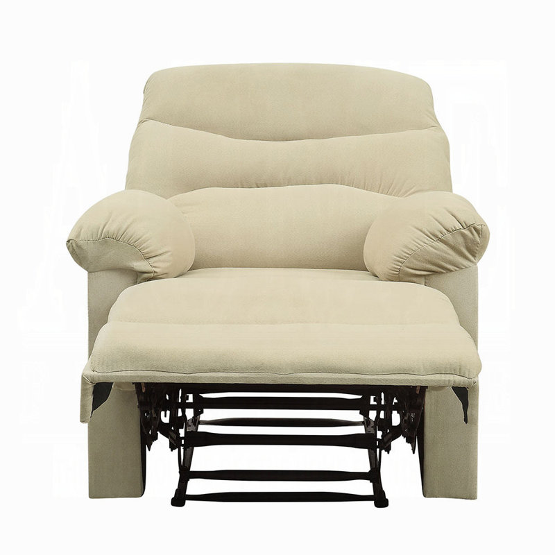 Recliners Modern Motion Recliner with Pillow Top Armrests, 40"H x 35"W x 35"D | Beige | Microfiber+Metal