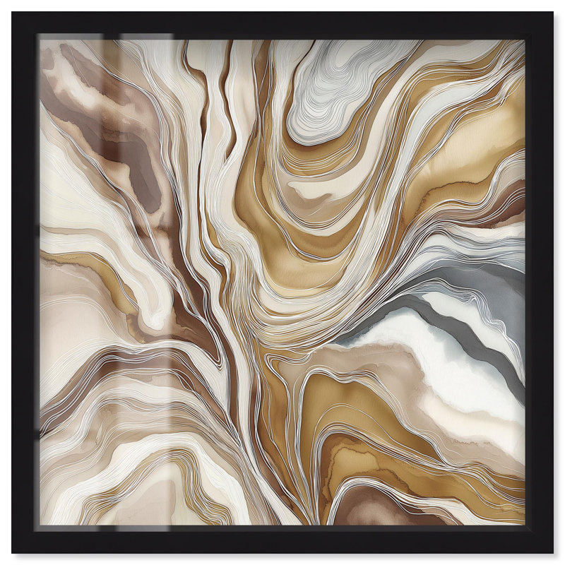 Décoration murale Boho «Viscous Flow III» par Art Remedy, cadre noir, 24 x 24, H 25 po x l 25 po, Cadre noir
