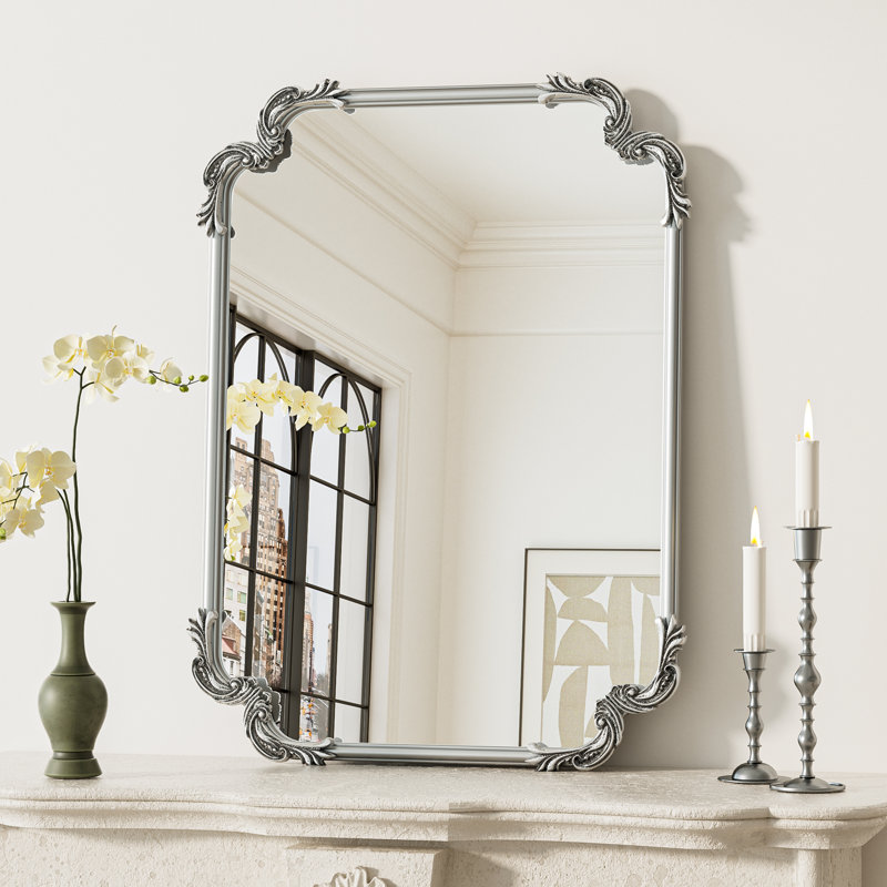 Miroir d'appoint Genan, Argent antique, 30 po x 22 po