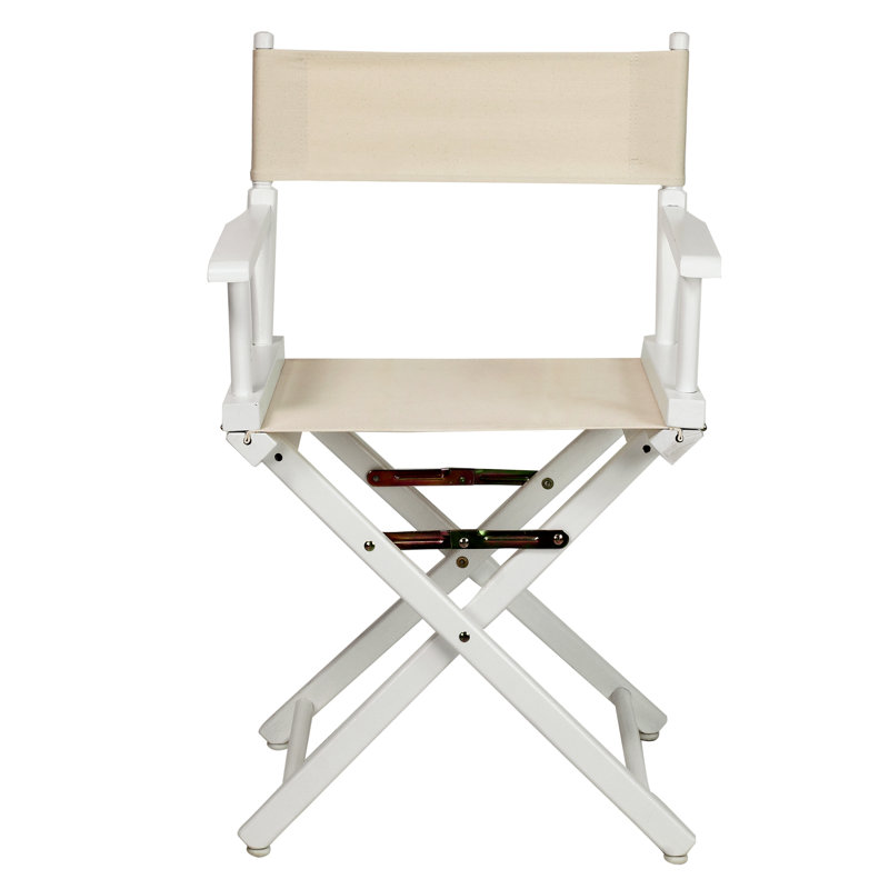 18" Folding Director Chair, Natural/Wheat, White