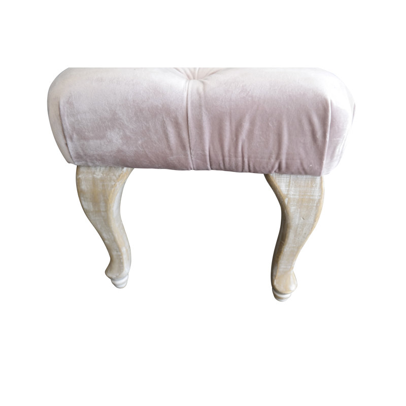 Glennon Polyester Upholstered Bench, Light Pink