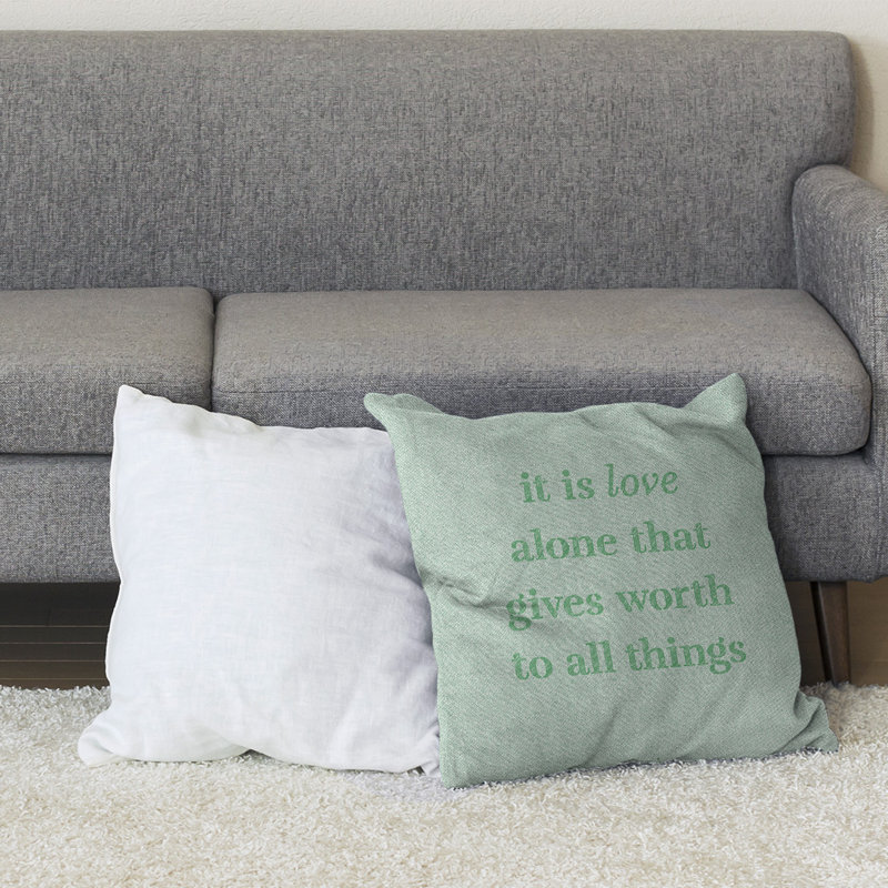 Coussin de sol amour inspirant, 40 po x 40 po, Vert