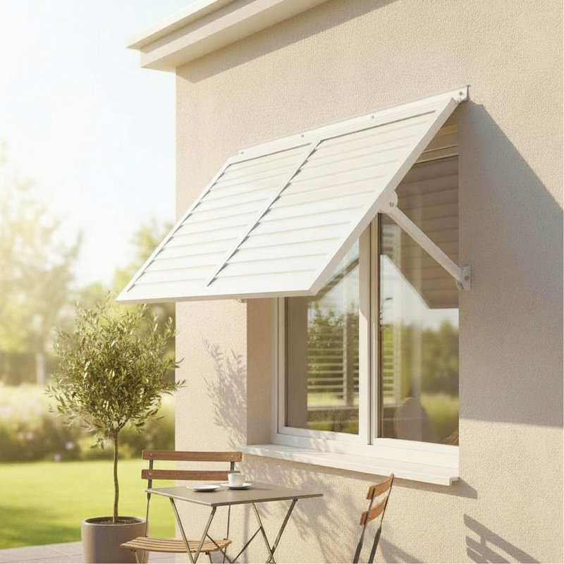 Auvent en métal 4,6 - blanc, 34.25" H x 54" W x 1" D