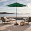 Parasol de table d'extérieur 9 pi avec parasol à bouton-poussoir et manivelle, parasol de marché 6 baleines robustes, terrasse, cour, piscine (base non incluse) - (vert foncé)-677628772