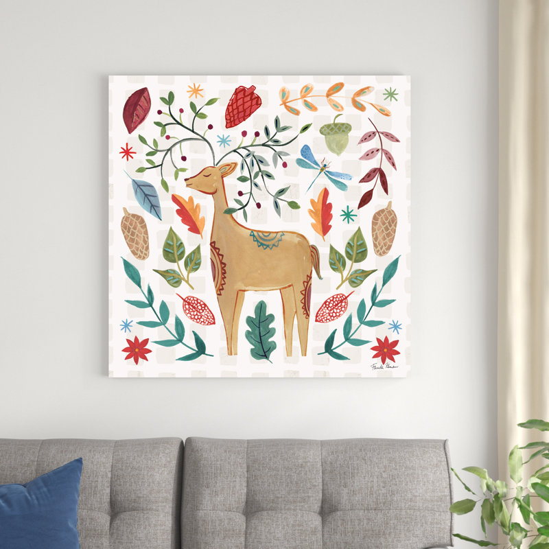 «Whimsical Woodland III» par Farida Zaman - peinture sur toile tendue, H 36 po x l 36 po
