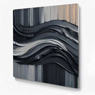 Art mural horizontal en métal rayé horizontal gris foncé