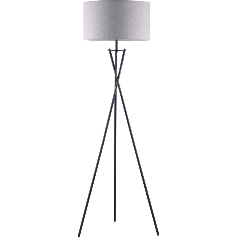 Lampe sur pied trépied en métal 65 po, dégradé bronze noir avec abat-jour tambour en tissu beige, interrupteur à 3 voies, homologué UL / cUL