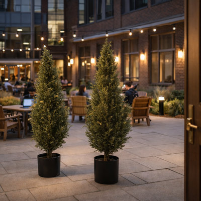 Artificial Cedar Cypress Confier Trees 120cm Faux Cedar Tree in Pot Liner
