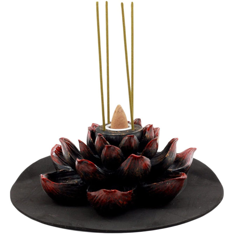 Bouddha Padma Lotus encens et porte-cône de brûleur à refoulement zen Feng Shui Mandala bouddhisme brume brume fleur fleurs parfum de maison