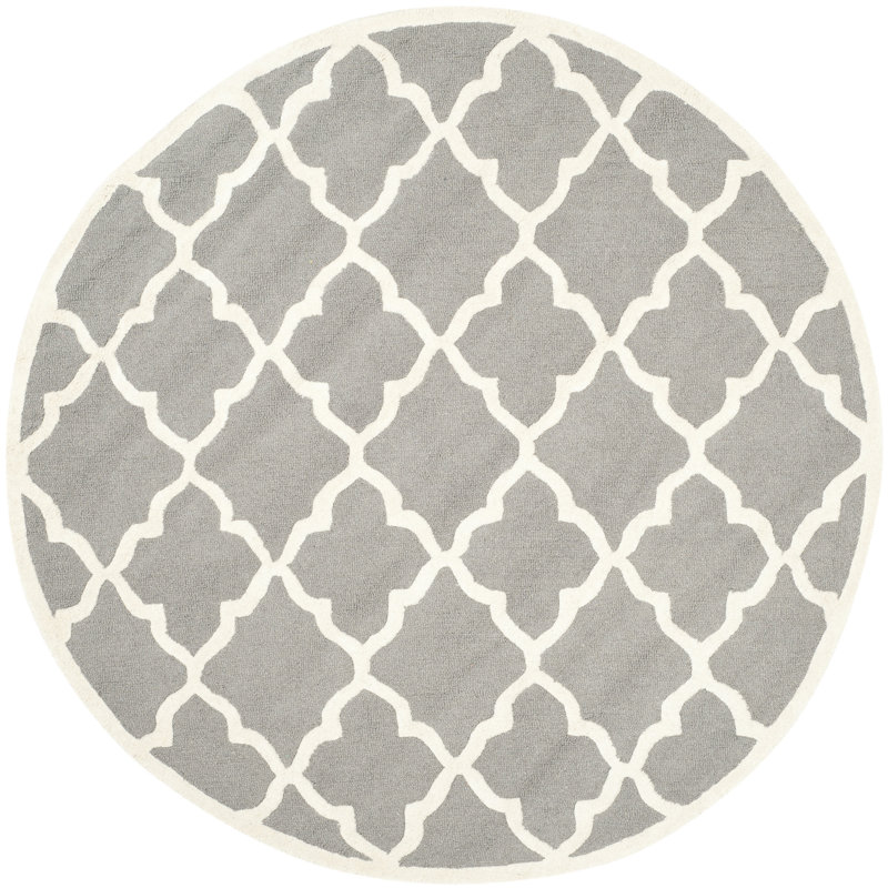 Cannen Hand Tufted Wool Geometric Rug, Round 6'