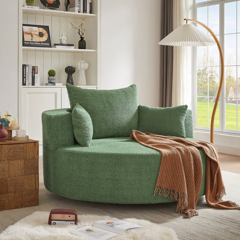 Fauteuil d'appoint pivotant à 360 ° avec 3 coussins amovibles, chambre à coucher, bureau et hôtel, Vert