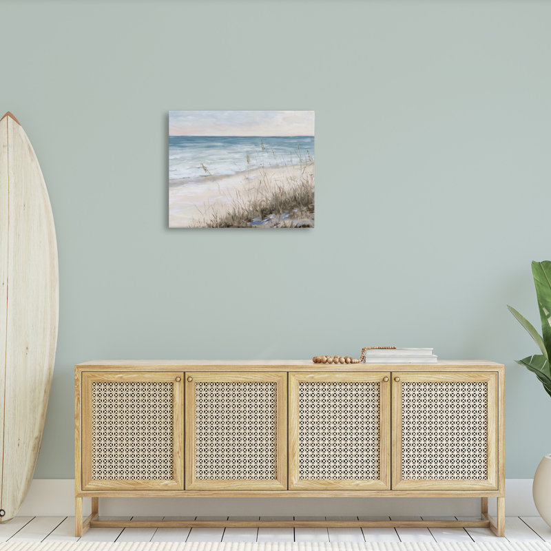 «Traditional Beach Coast Line Tall Grass Soft Sky Black», estampe numérique encadrée par Julie Derice, H 24 po x l 30 po