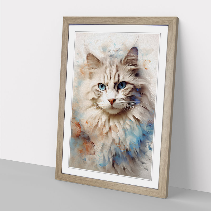 XYZ-FRM-V1223-5353 Ragdoll Cat Abstract No.2 - Single Picture Frame Print on Wood, Oak, 46cm H x 34cm W x 2cm D