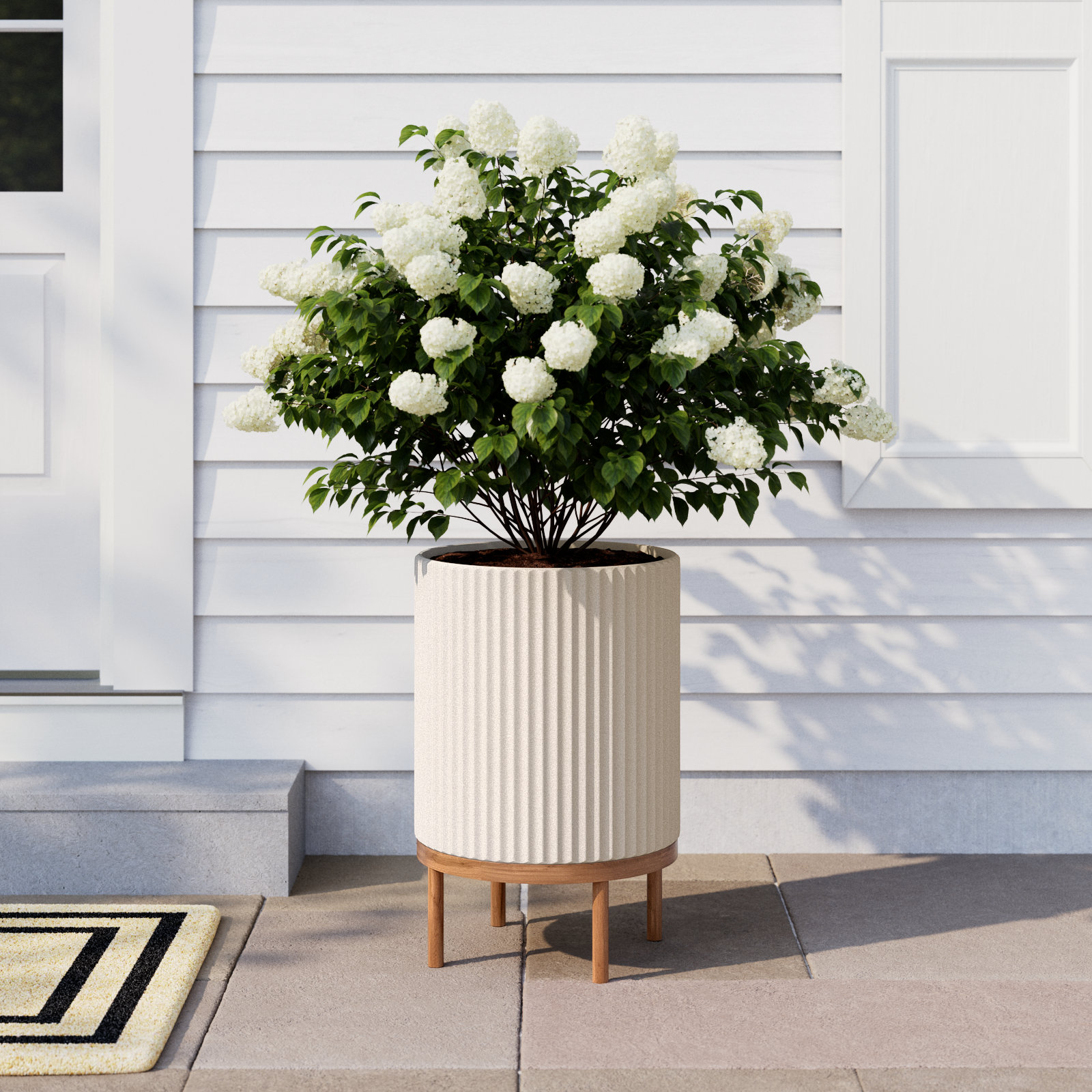 Demi Series Planter with Stand, 1, Sand/Brown, 22" H x 14.75" W x 14.75" D