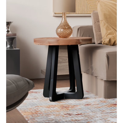 Round Solid Wood End Table