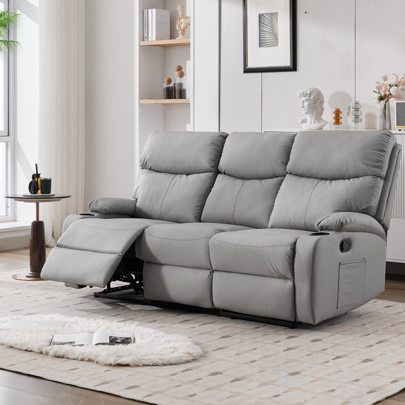 Faux Leather Compact Swivel Recliner Chair, Rocker Lounge Recliner Chair For Small Space With Comfortable Reclining-Gray