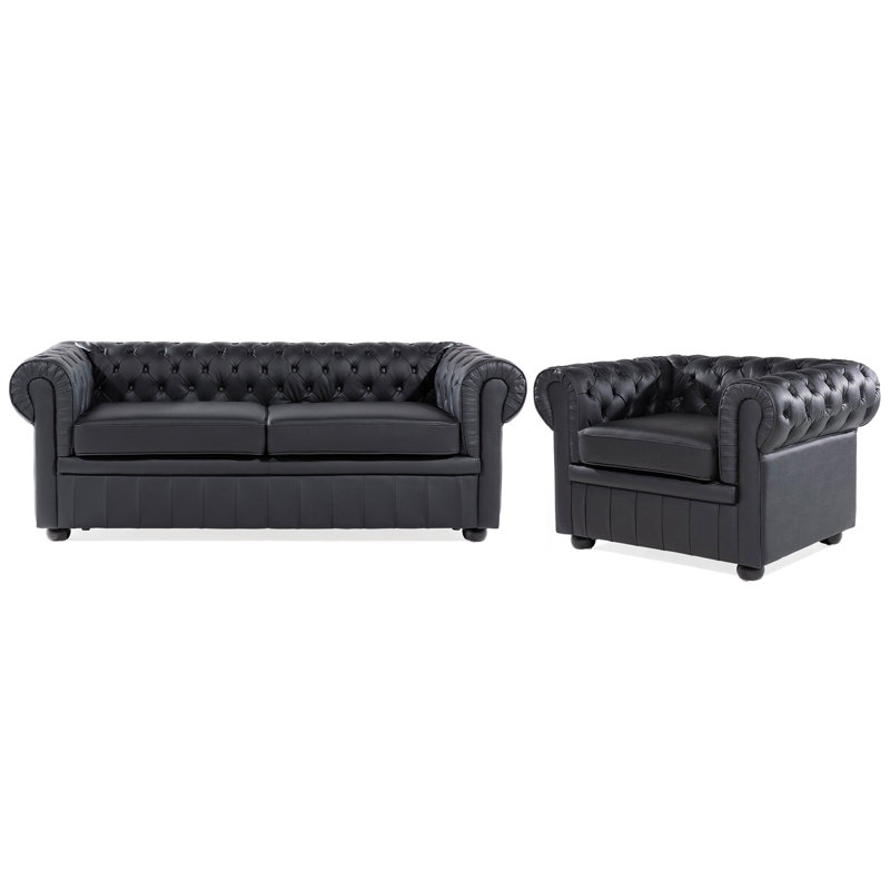 Delmont 2 - Piece Living Room Set, Black