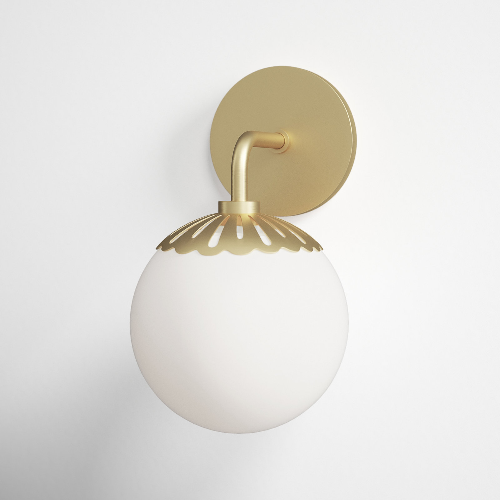 Deniaud Single Bath Sconce, Aged Brass, Opal Matte