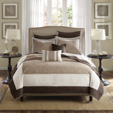 Attingham 7 Piece Quilt Set with Euro Shams and Throw Pillows