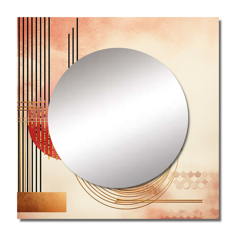 Jathushan - Miroir mural géométrique moderne pour salon, 23 po x 23 po