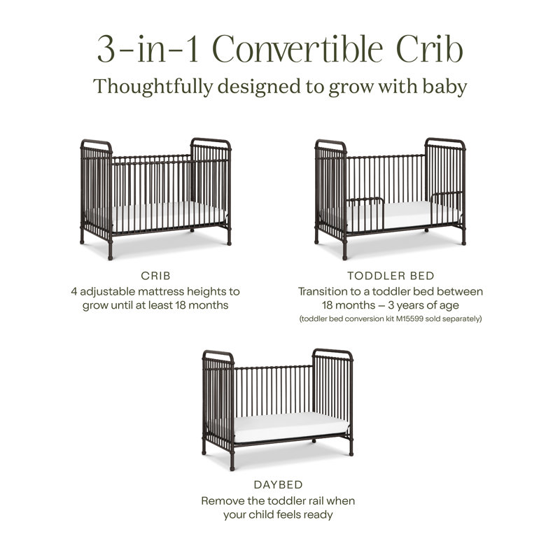 Abigail 3-in-1 Convertible Crib, Vintage Iron