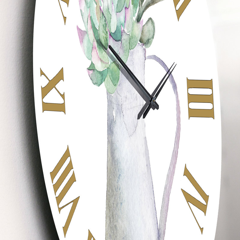 Succulent Home Plant - Horloge murale traditionnelle, Moyen