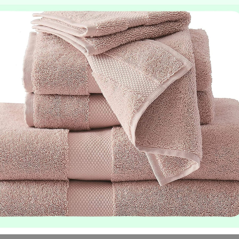 LuxPlush Turkish Cotton 6-Piece Towel Set - Bath, Hand, Wash Cloths - Blush