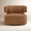 Fauteuil demi-tonneau pivotant en cuir véritable Bascom-1960008