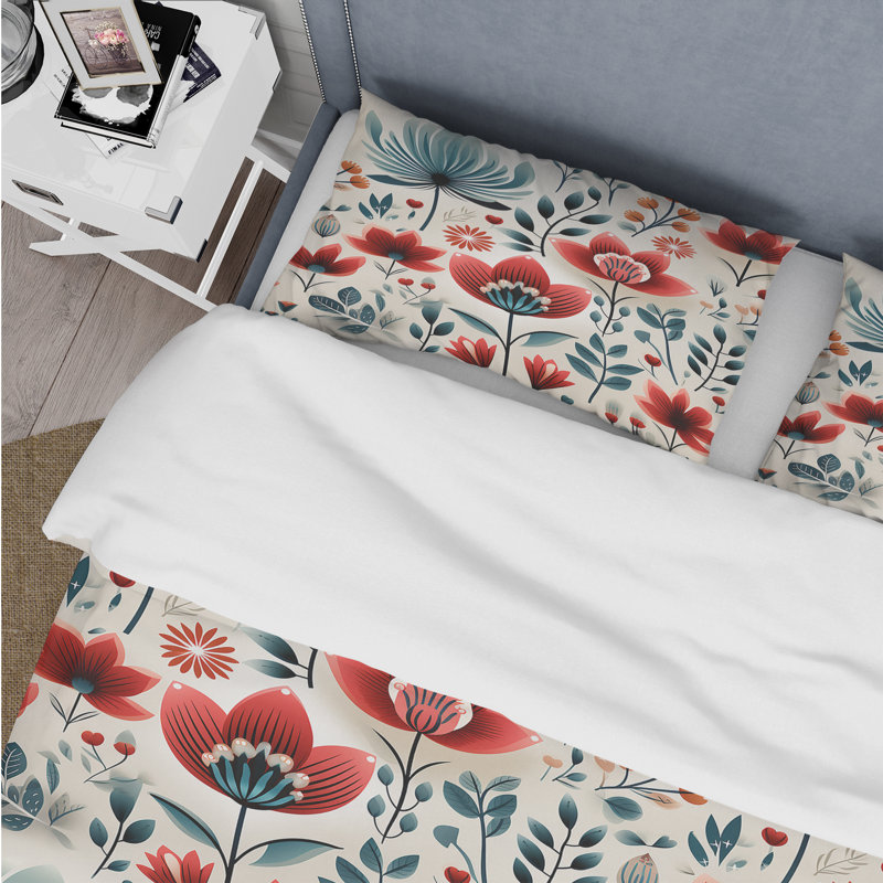 Moroccan Influence Floral Dreams III - Ensemble de housse de couette à motif floral