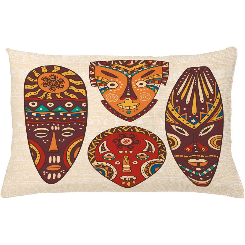 Aborigine Artwork Pattern Reversible Polyester Pillow Cover, 16" x 26"
