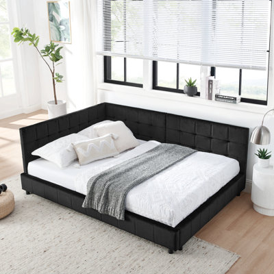 Full Size Upholstered Tufted  Bed Frame, Sofa Bed Frame With Comfortable Backrest And Armrests, Full Size Bed For Bedroom, Living Room,Velvet