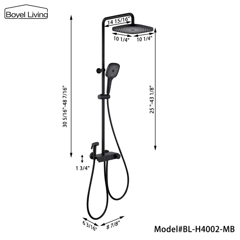Pomme de douche double avec valve brute