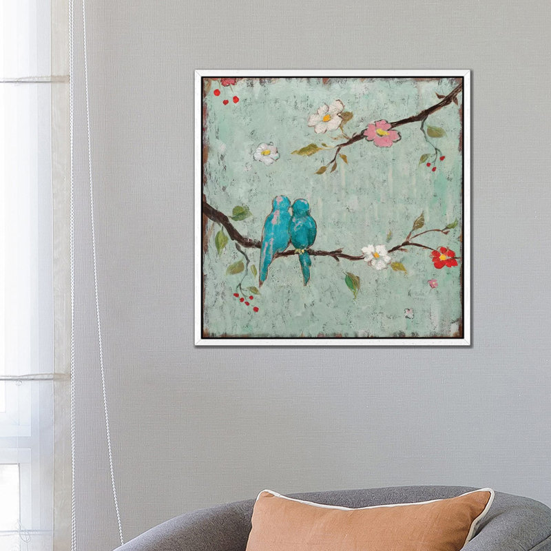 Love Birds IV by Katy Frances - Print on Canvas, White Framed, 66.04 cm H x 66.04 cm W