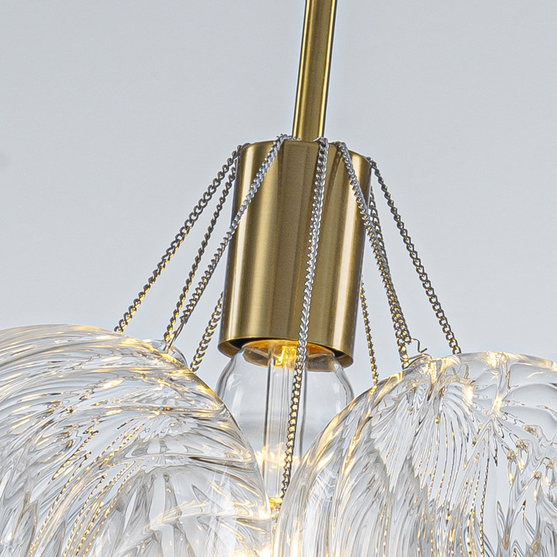 Yader 1-Light Dimmable Bubble Chandelier With Swirled Glass Globe (Bulb Included), Gold/White