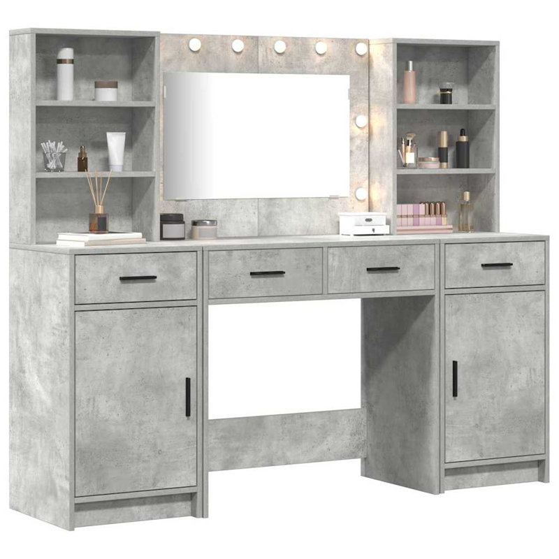 Dressing Table with Mirror, Concrete Grey