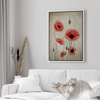 Marguerite rouge fleur grunge jardin maison de campagne moderne Art déco botanique minimal