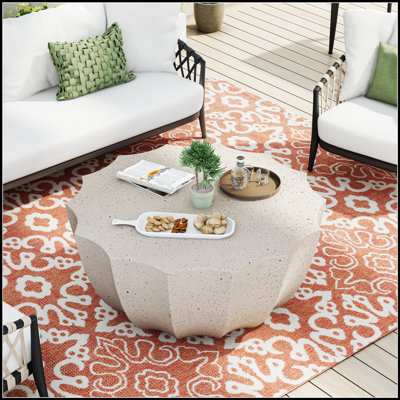 Durable Grey Magnesium Oxide Coffee Table for Indoor and Outdoor Use, Weather-Resistant and Stylish Design
