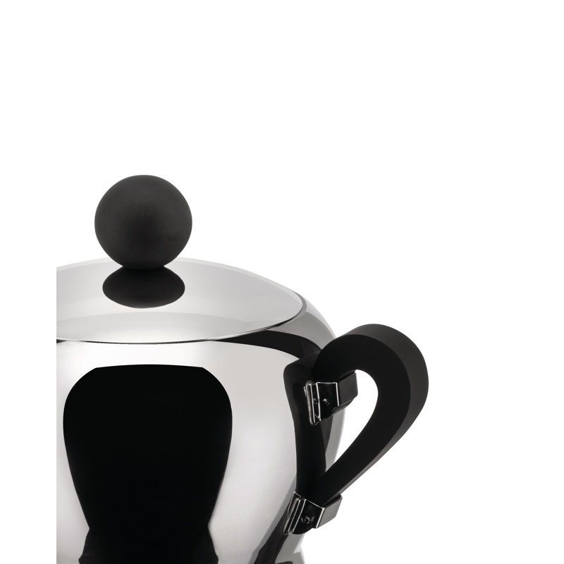 Bombé Sugar Bowl, Stainless Steel/Black
