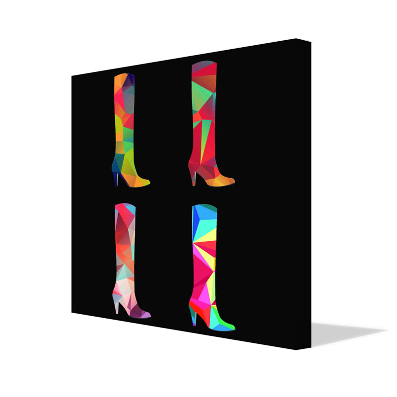 Polygonal Coloured Boots by Andrew Lee - Wrapped Canvas Print, 127cm H x 127cm W