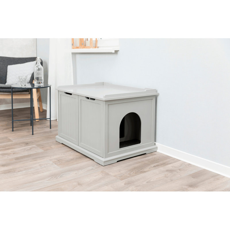 TRIXIE XL Furniture Style Litter Box Enclosure and Pet Home, Hidden Cat Litter Box, Gris
